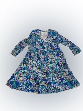 Lilly Pulitzer Blue Floral V-Neck Casual Dress